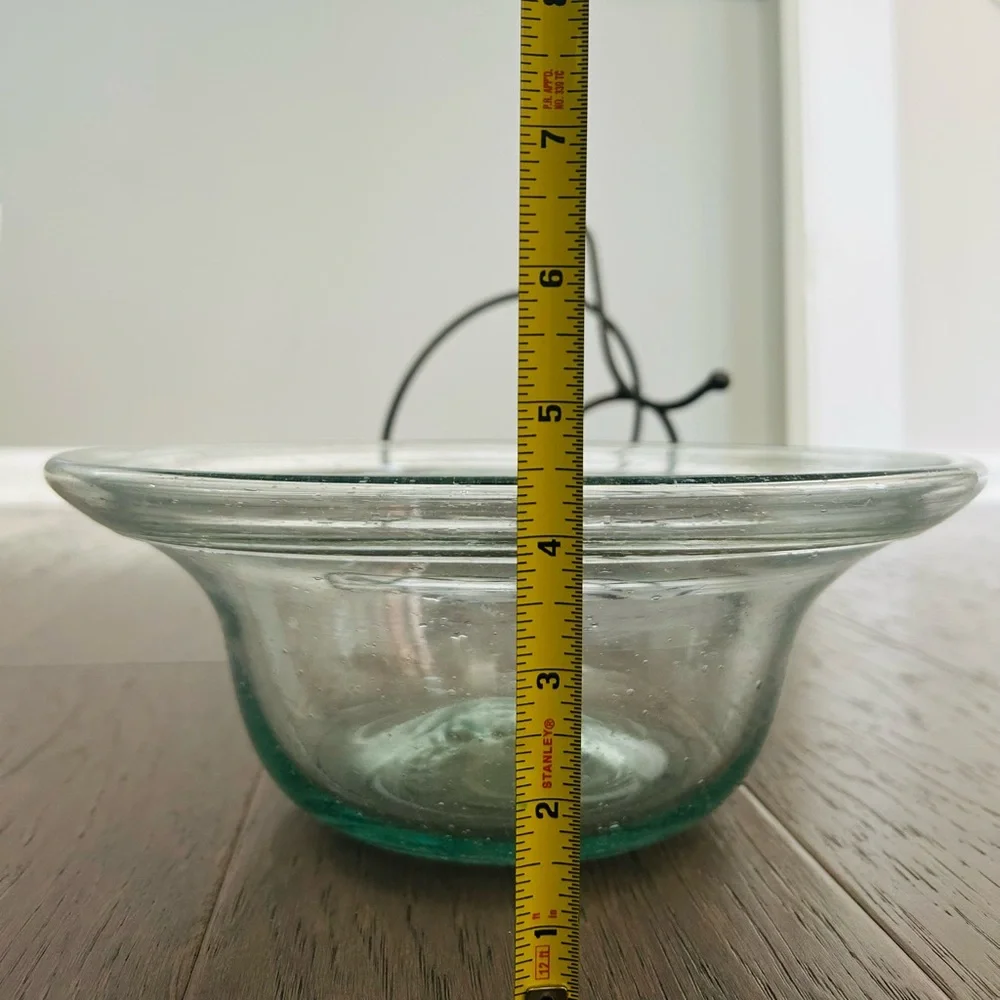 Vintage Glass Bowl with Metal Stand